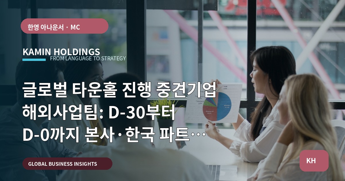 글로벌 타운홀 진행 중견기업 해외사업팀: D-30부터 D-0까지 본사·한국 파트 역할과 리스크 차단