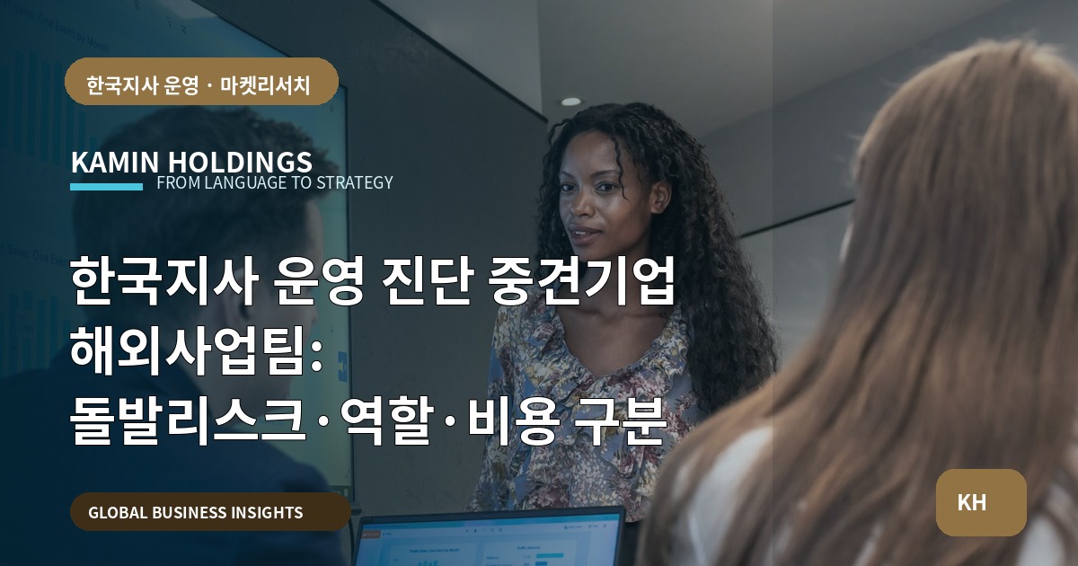 한국지사 운영 진단 중견기업 해외사업팀: 돌발리스크·역할·비용 구분